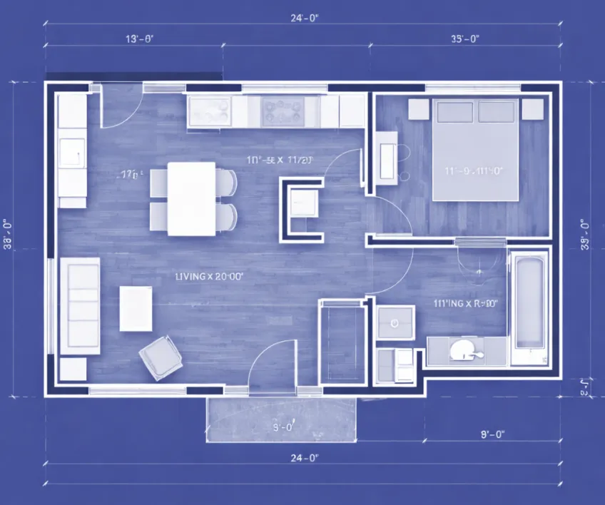 ADU planning consultation showing contractor explaining finished backyard accessory dwelling unit to homeowners in Dallas